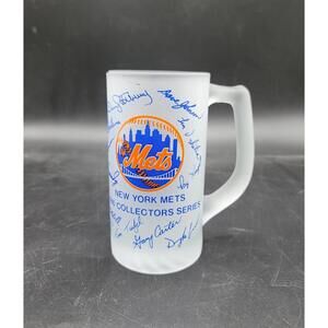 NEW YORK METS 25th ANNIVERSARY 1986 CHAMPIONSHIP SERIES AUTO SIGN FROSTED MUG
